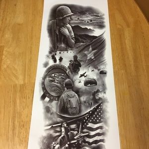 Military style Temporary Tattoo Large